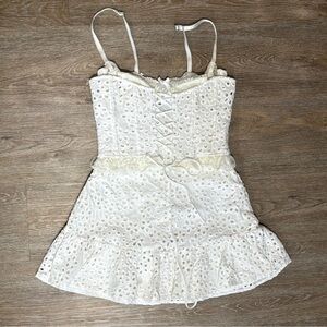 White Eyelet Lace-Up Dress